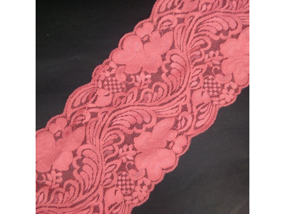 Čipka Elastična 130 mm / Koral - Crveno Roze