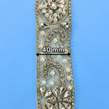 Hotfix traka / Kristal - Biser 40 mm