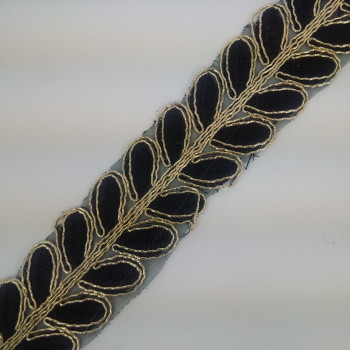 Glamur Čipka 40 mm / Crno-Zlatna
