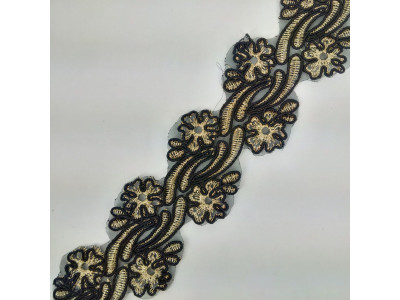Glamur Čipka 44 mm / Crno-Zlatna