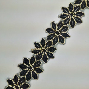 Glamur Čipka 45 mm / Crno-Zlatna