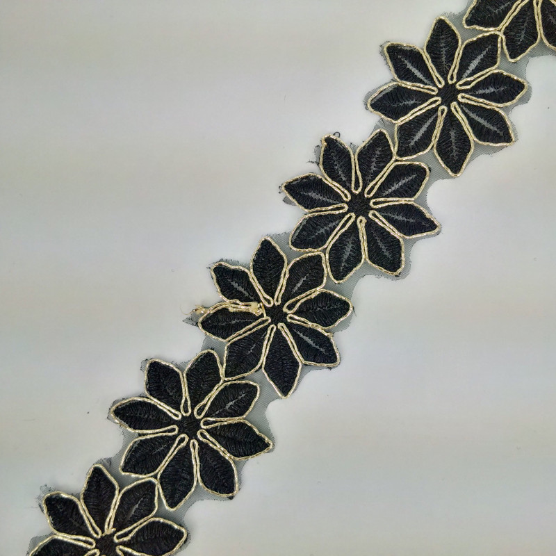Glamur Čipka 45 mm / Crno-Zlatna Glamur Čipka 45 mm / Crno-Zlatna