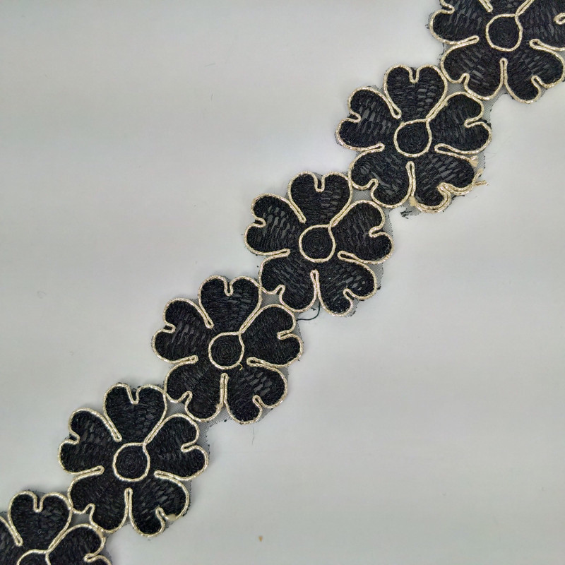 Glamur Čipka 40 mm / Crno-Zlatna Glamur Čipka 40 mm / Crno-Zlatna