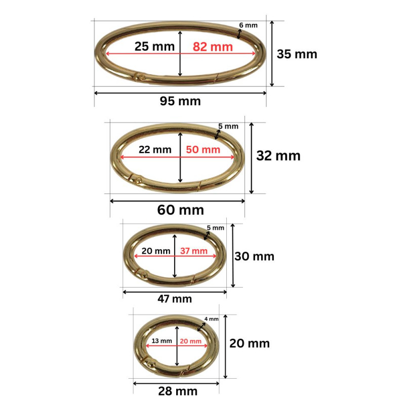 PREMIUM Metalni karabinjer - alka / 20 mm / 37 mm / 50 mm / 82 mm PREMIUM Metalni karabinjer - alka / 20 mm / 37 mm / 50 mm / 82 mm