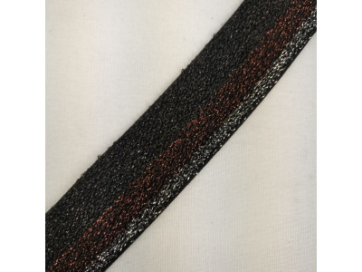 Lastis Pojas (Ukrasni) Lamirani - 3cm - Crna/Braon/Srebrna