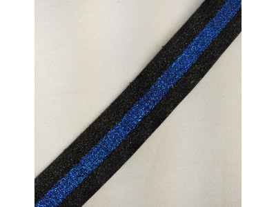 Lastis Pojas (Ukrasni) Lamirani - 3cm - Crna/Royal Plava