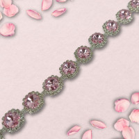 Metalna traka sa cirkonima / Roze / Srebrna osnova / 20 mm 