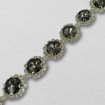 Metalna traka sa cirkonima / Hematit / Srebrna osnova / 20 mm