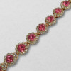 Metalna traka sa cirkonima / Roze / Srebrna osnova / 10 mm