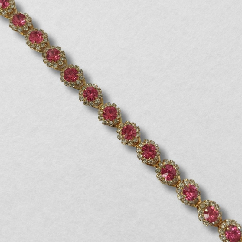 Metalna traka sa cirkonima / Roze / Srebrna osnova / 10 mm