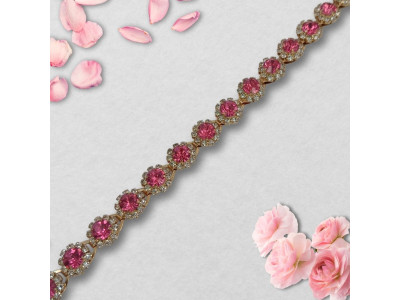 Metalna traka sa cirkonima / Roze / Srebrna osnova / 10 mm