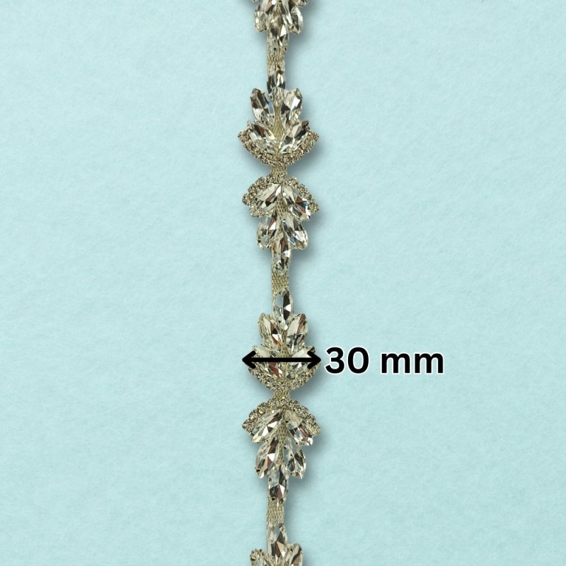 Metalna traka sa cirkonima / Crystal / Srebrna osnova / 20 mm