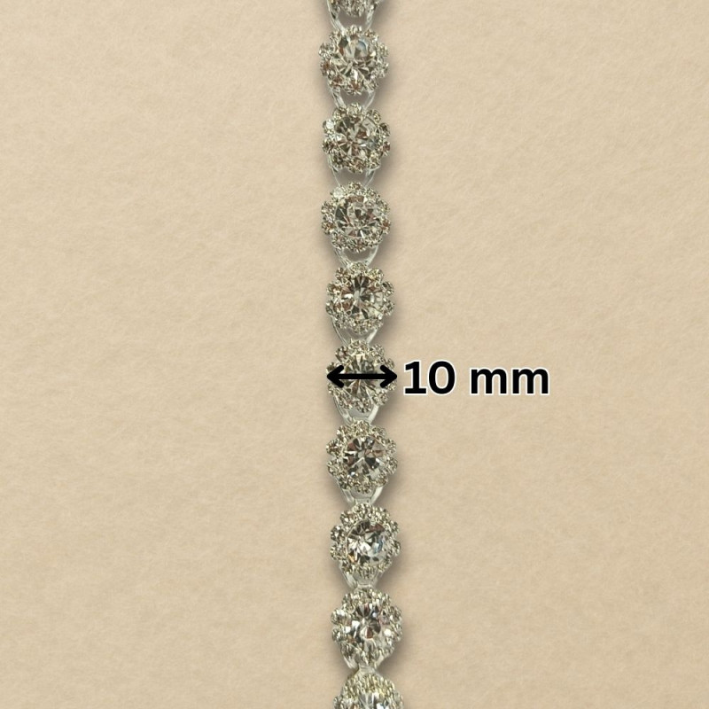 Metalna traka sa cirkonima / Crystal / Srebrna osnova / 10 mm