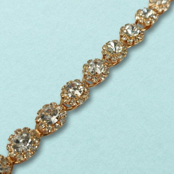 Metalna traka sa cirkonima / Crystal / Zlatna osnova / 10 mm