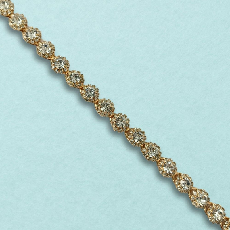 Metalna traka sa cirkonima / Crystal / Zlatna osnova / 10 mm