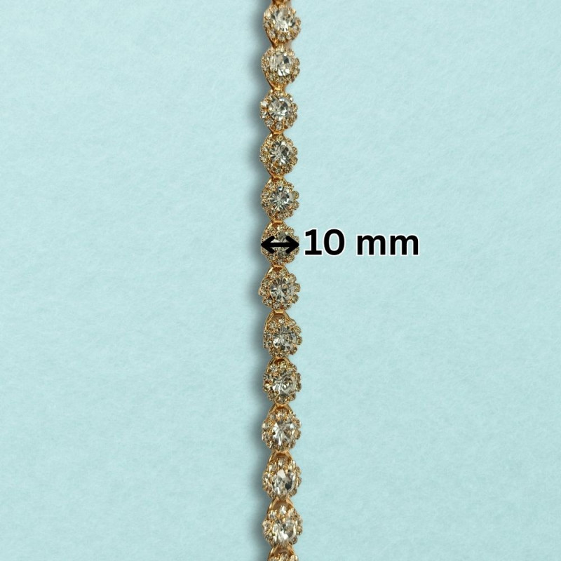 Metalna traka sa cirkonima / Crystal / Zlatna osnova / 10 mm