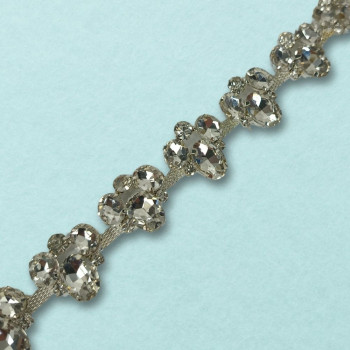 Metalna traka sa cirkonima / Crystal / Srebrna osnova / 20 mm