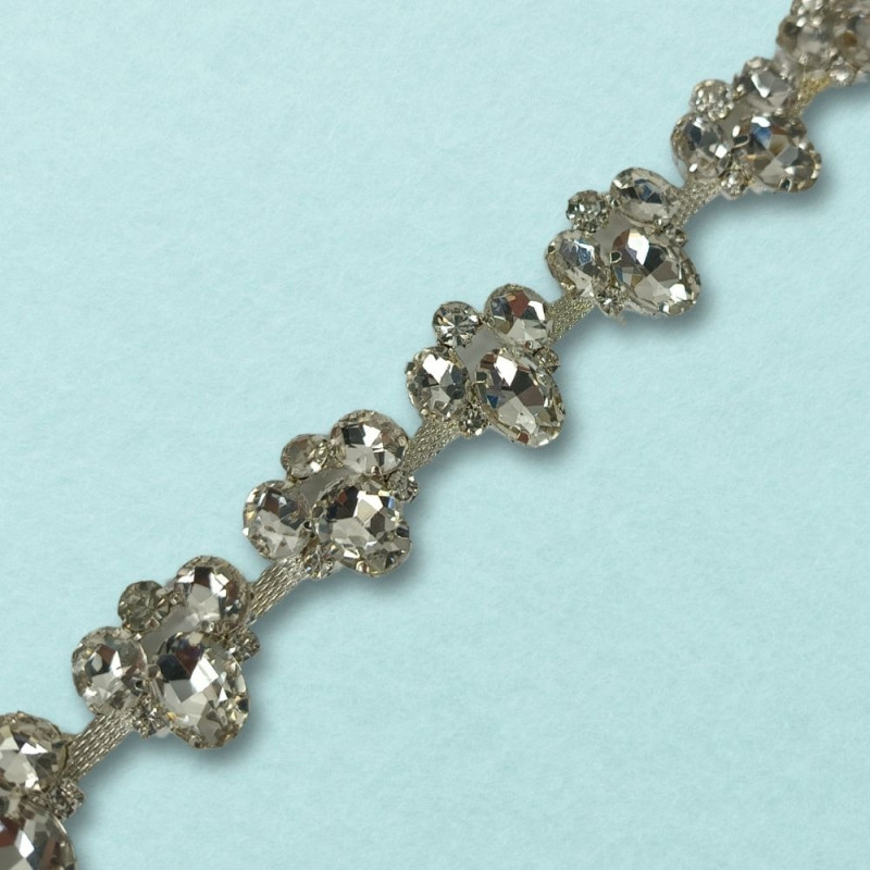 Metalna traka sa cirkonima / Crystal / Srebrna osnova / 20 mm