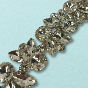 Metalna traka sa cirkonima / Crystal / Srebrna osnova / 30 mm