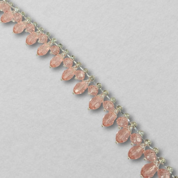 Metalna traka sa cirkonima / Roze / Srebrna osnova / 22 mm