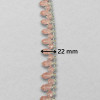 Metalna traka sa cirkonima / Roze / Srebrna osnova / 22 mm