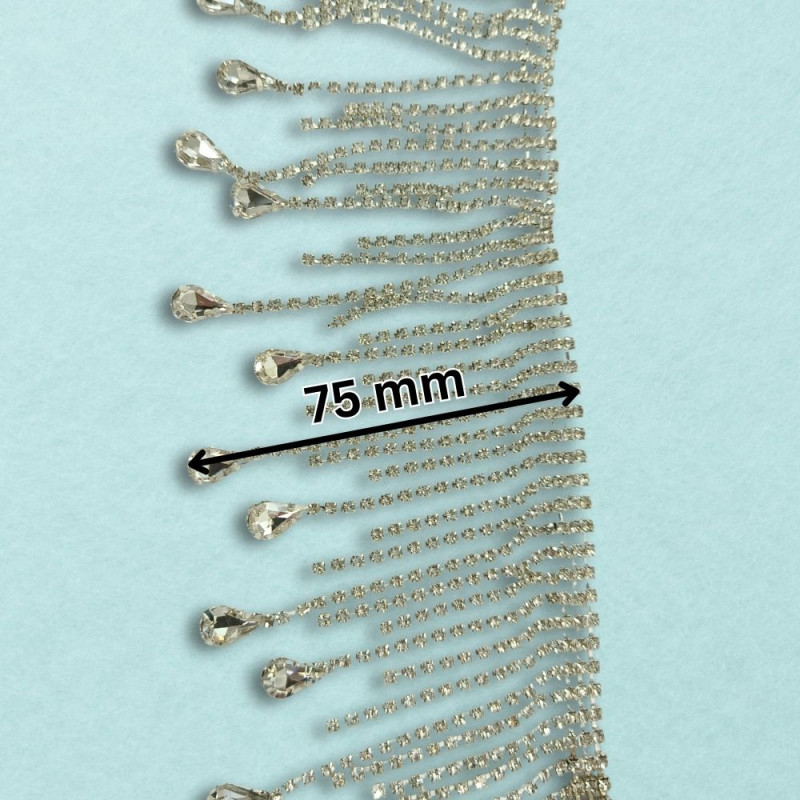 Metalna traka sa cirkonima / Crystal / Srebrna osnova / 75 mm