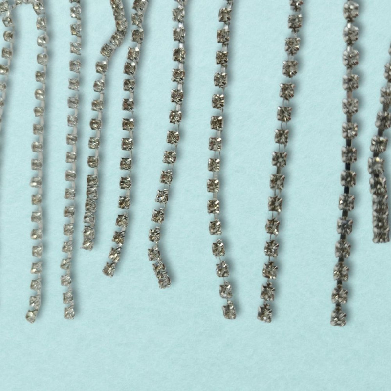 Metalna traka sa cirkonima / Crystal / Srebrna osnova / 80 mm