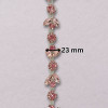 Metalna traka sa cirkonima / Roze / Srebrna osnova / 23 mm