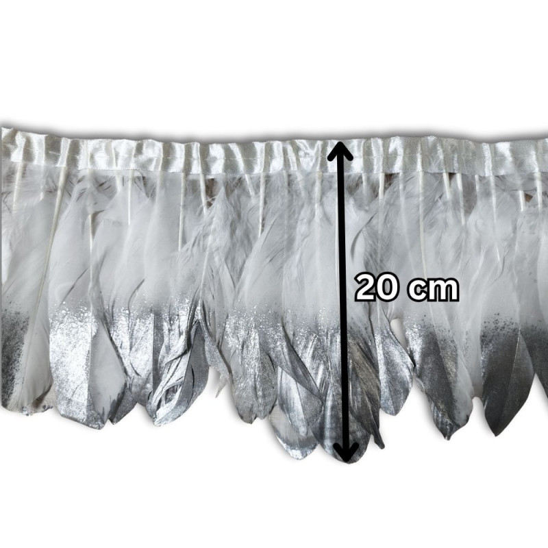 Gavranovo perje / 20 cm / Bela - Srebrna