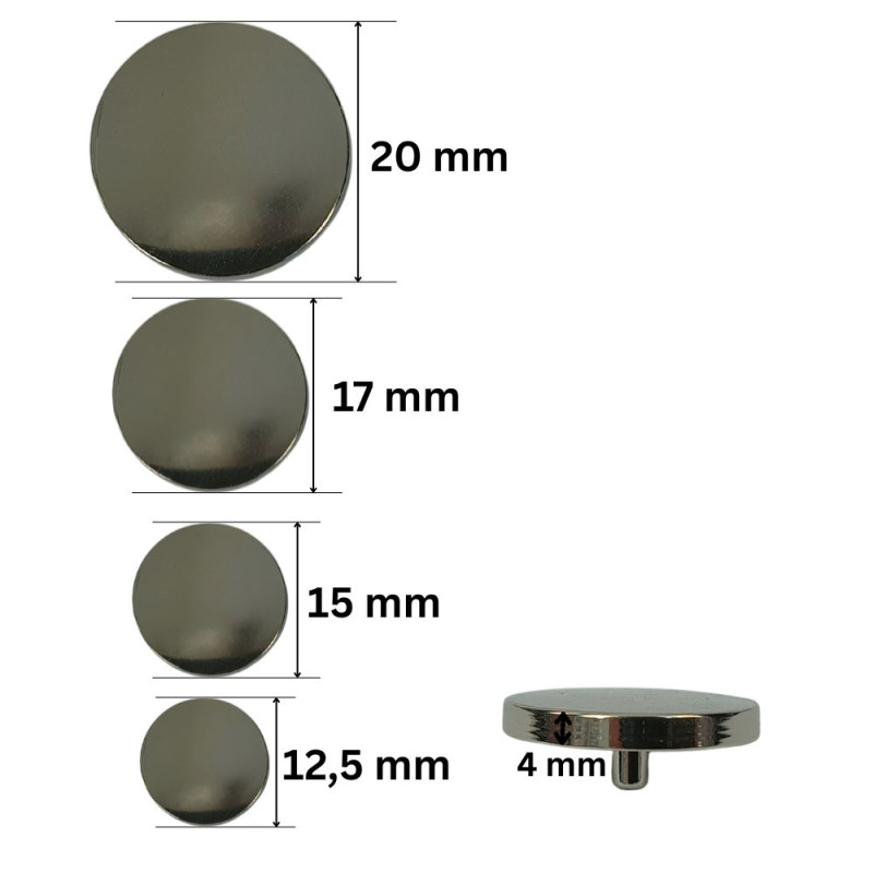 PREMIUM Ravni liveni drikeri / Srebrna / 12,5 mm / 15 mm / 17 mm / 20 mm