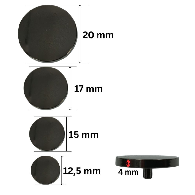 PREMIUM Ravni liveni drikeri / Tamno srebro / 12,5 mm / 15 mm / 17 mm / 20 mm