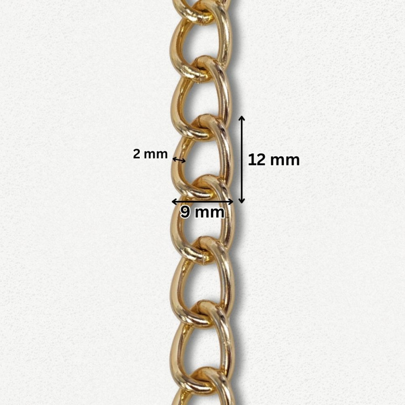 Lanac 12 x 9 x 2 mm / Zlatna