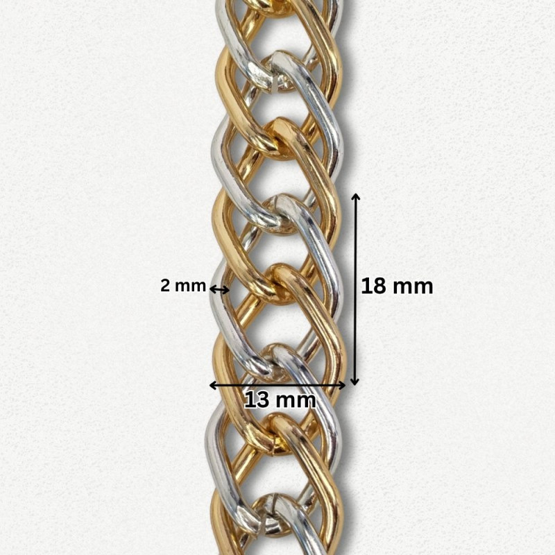 Lanac 18 x 13 x 2 mm / Zlatna - Srebrna