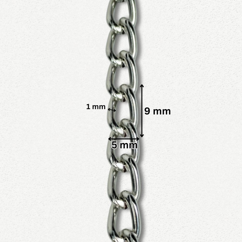 Lanac 9 x 5 x 1 mm / Srebrna