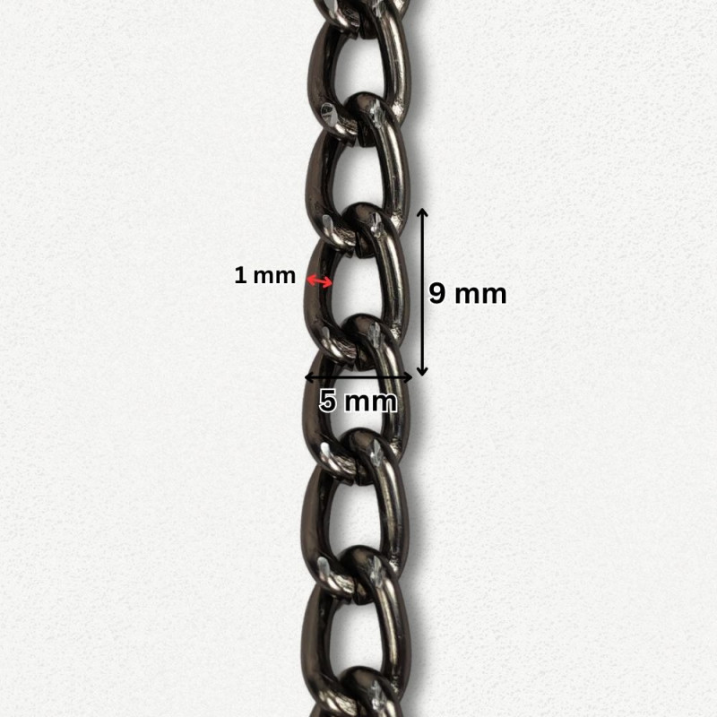 Lanac 9 x 5 x 1 mm / Tamno srebro