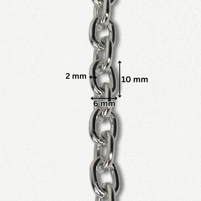 Lanac 10 x 6 x 2 mm / Srebrna