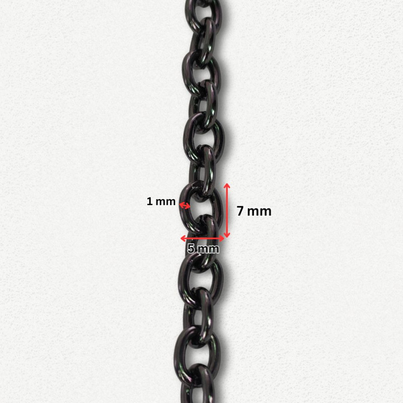 Lanac 7 x 5 x 1 mm / Tamno srebro