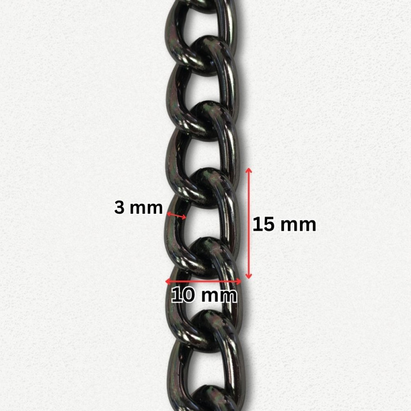 Lanac 15 x 10 x 3 mm / Tamno srebro