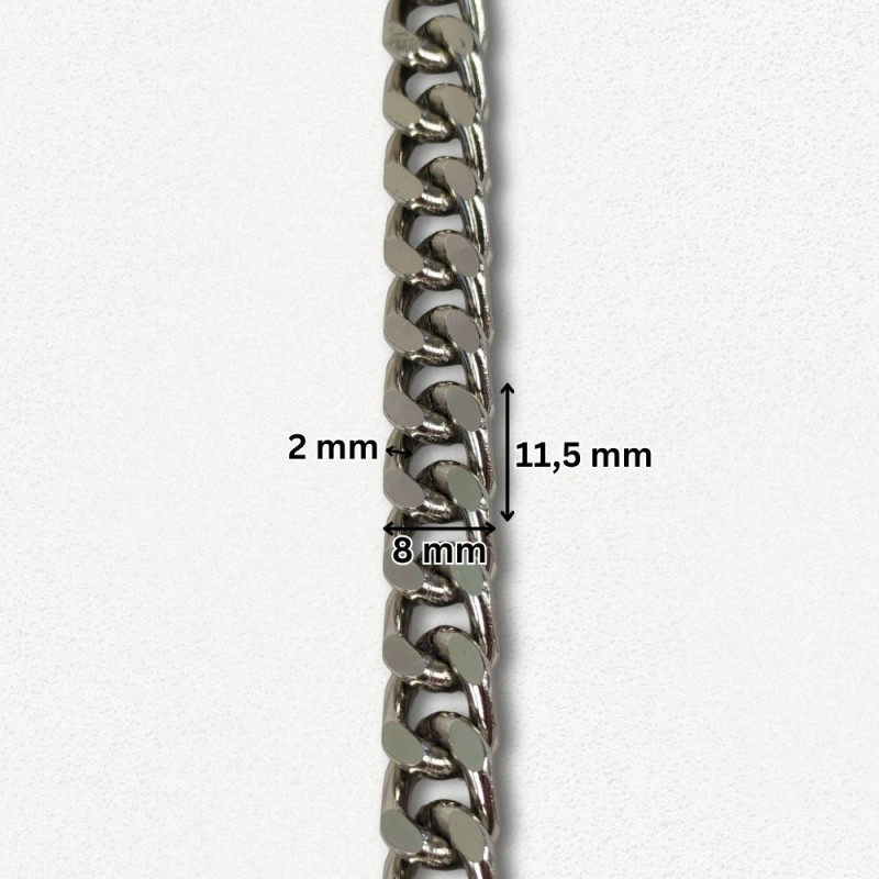 Lanac 11,5 x 8 x 2 mm / Srebrna
