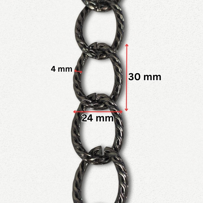 Lanac 30 x 24 x 4 mm / Tamno srebro