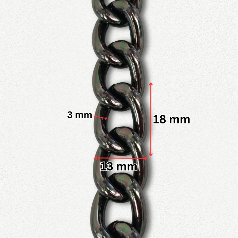 Lanac 18 x 13 x 3 mm / Tamno srebro