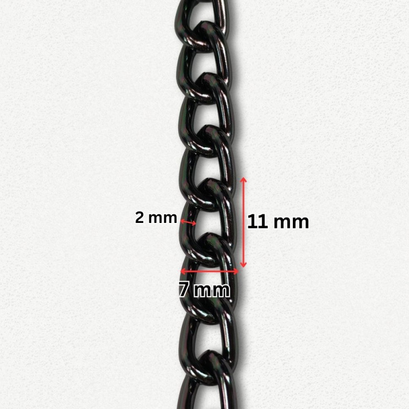Lanac 11 x 7 x 2 mm / Tamno srebro