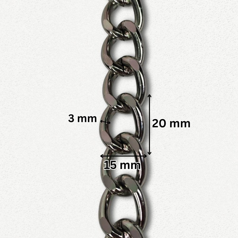Lanac 20 x 15 x 3 mm / Srebrna