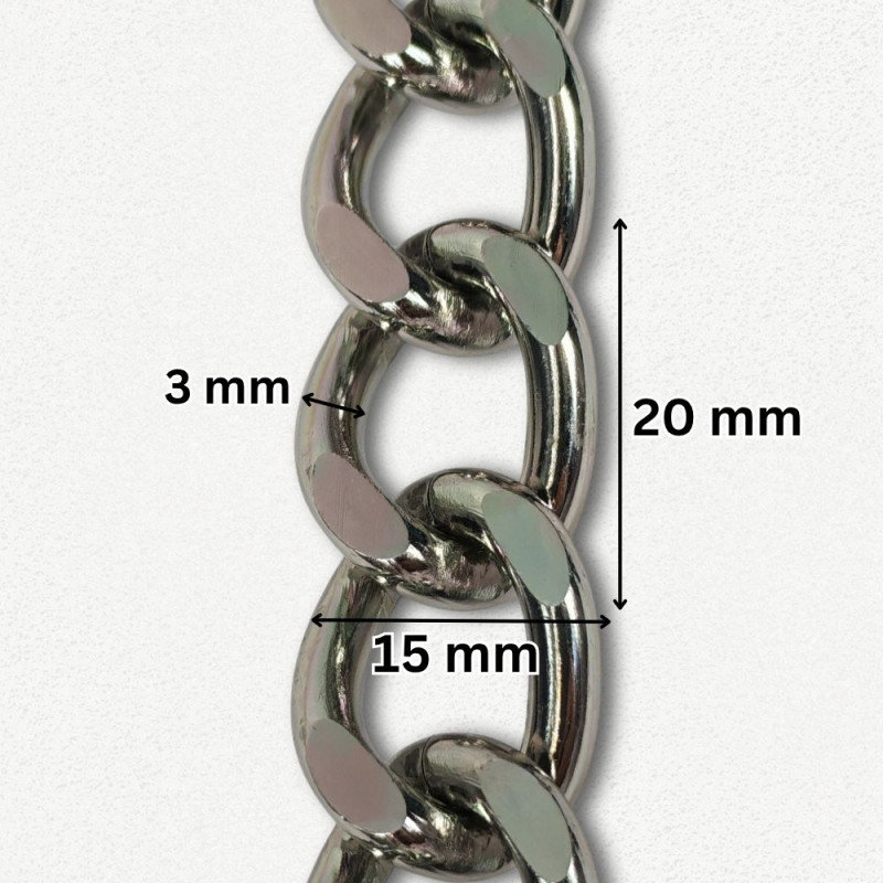 Lanac 20 x 15 x 3 mm / Srebrna