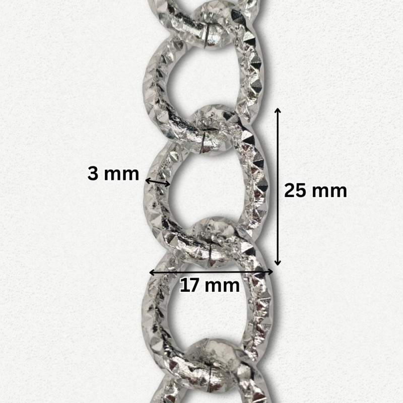 Aluminijumski lanac 25 x 17 x 3 mm / Srebrna