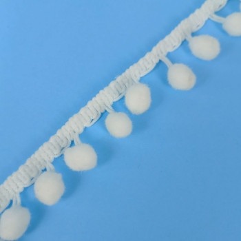 Pom-Pom traka / 10 mm / Bela