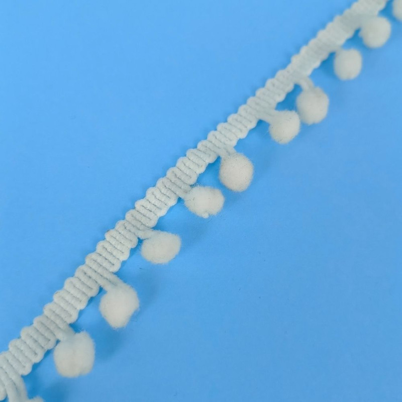 Pom-Pom traka / 7 mm / Bela