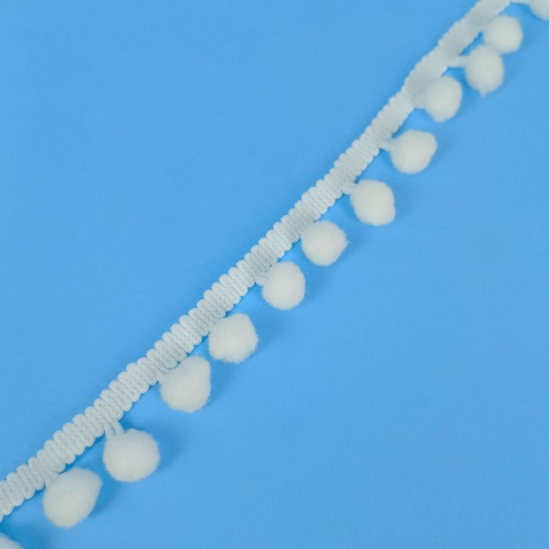 Pom-Pom traka / 15 mm / Bela