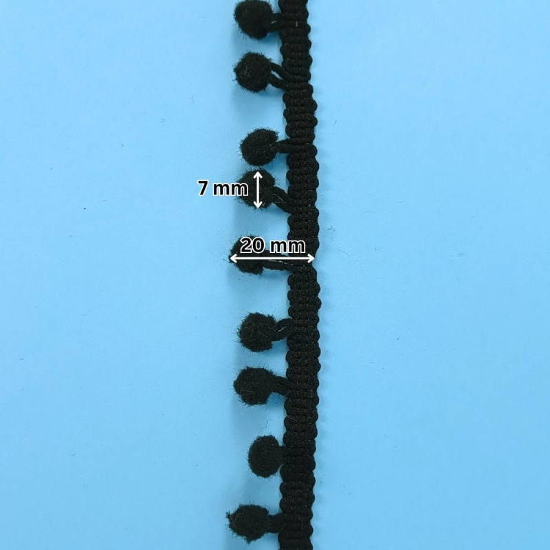 Pom-Pom traka / 10 mm / Crna