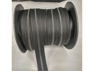 Metrazni Metalni rajsferslus - T5 (6mm debljina zuba) Black Nikl - Tamno Srebro